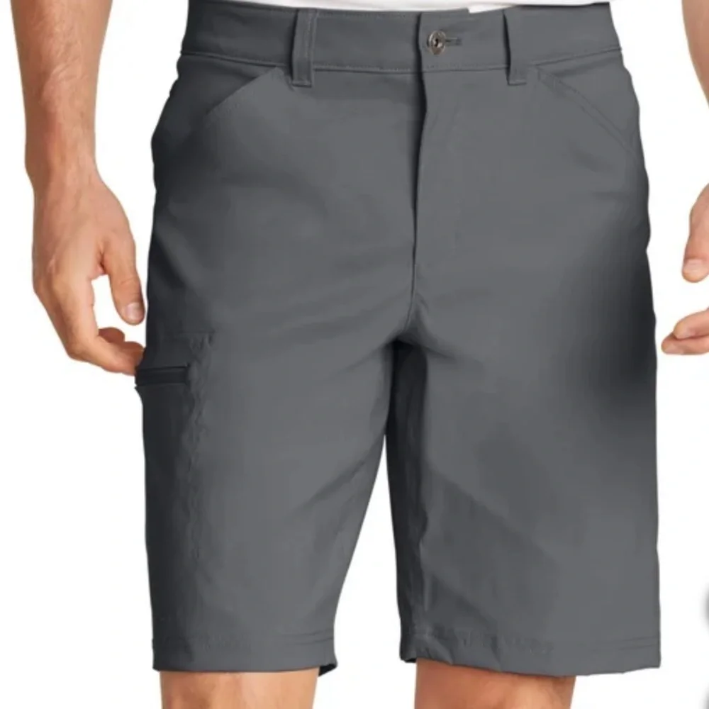New Mens Eddie Bauer gray Rainier 10’ tech short lightweight water repellent